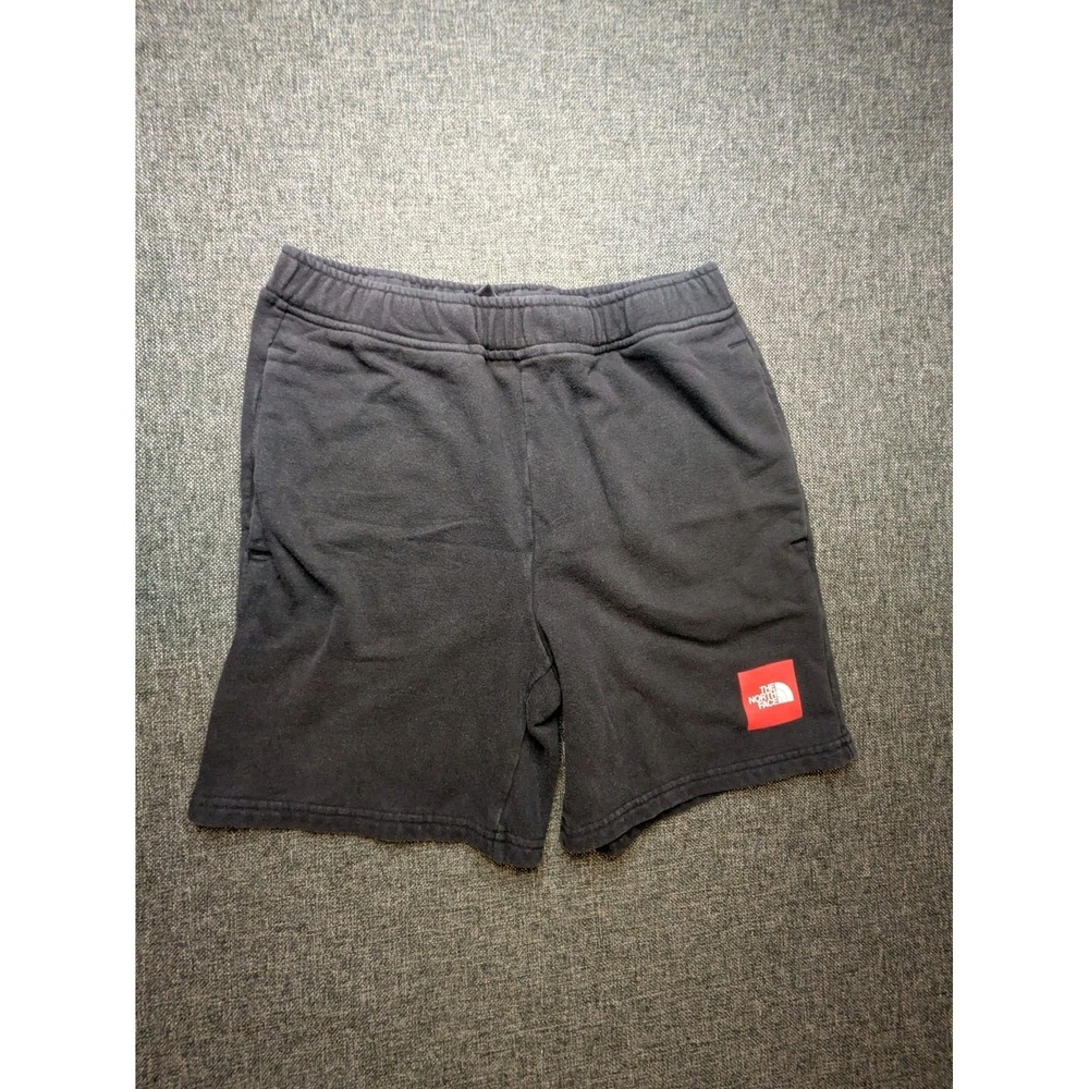 The North Face Boys Youth Shorts XL Black Red‎ Logo Sweat Shorts Outdoors Hiking